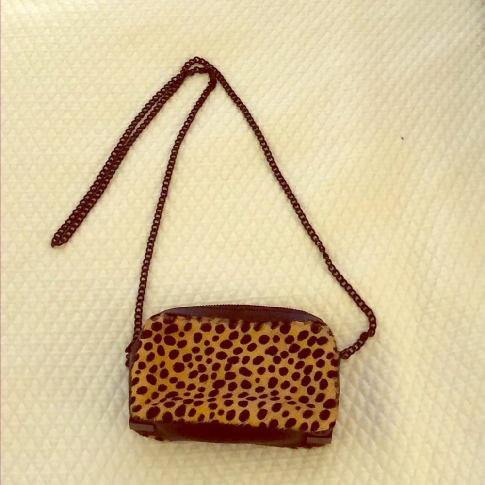 EUC Loeffler Randall leopard pony hair bag